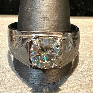 Genuine 4.20 CTs Off White Diamond Ring Round Brilliant Cut 925 Silver